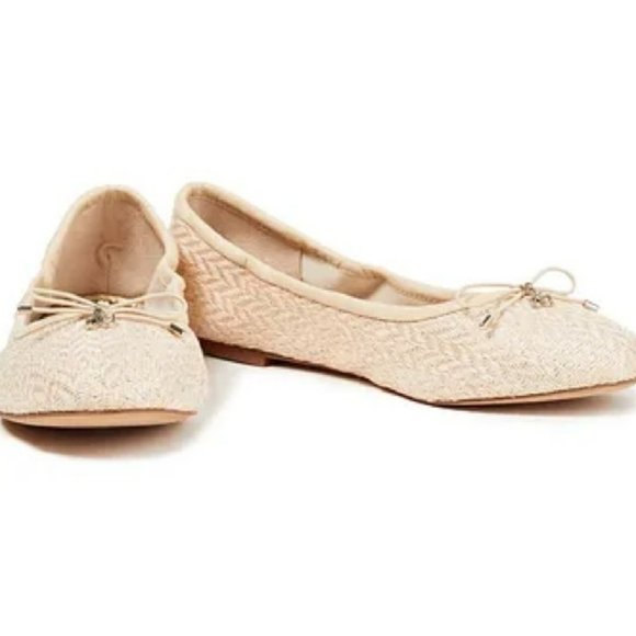 Sam Edelman Shoes - Sam Edelman Leather-Trimmed Woven Ballet Flats - Ivory 9